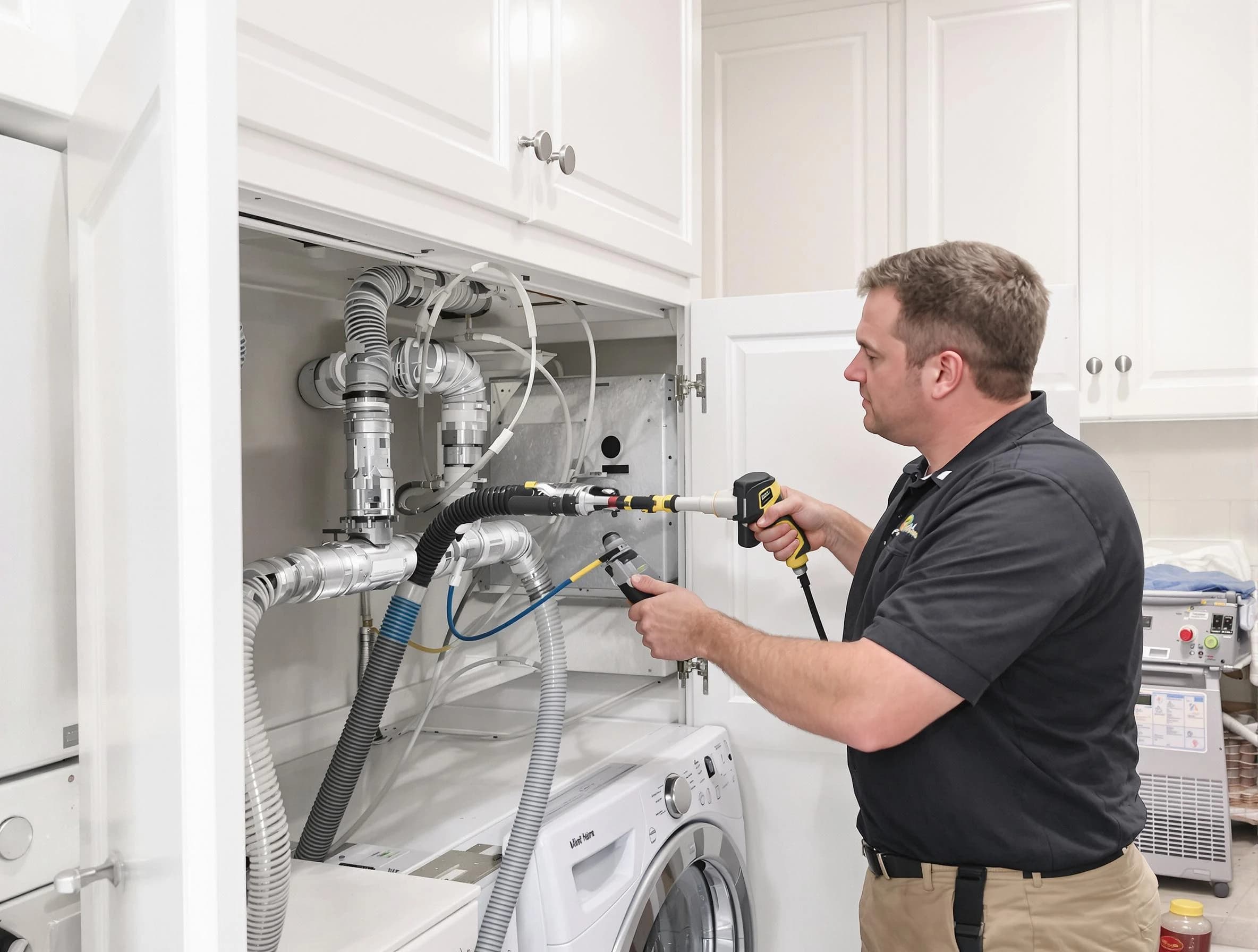West Point Dryer Vent Cleaning professional removing severe blockage from a clogged dryer vent in West Point